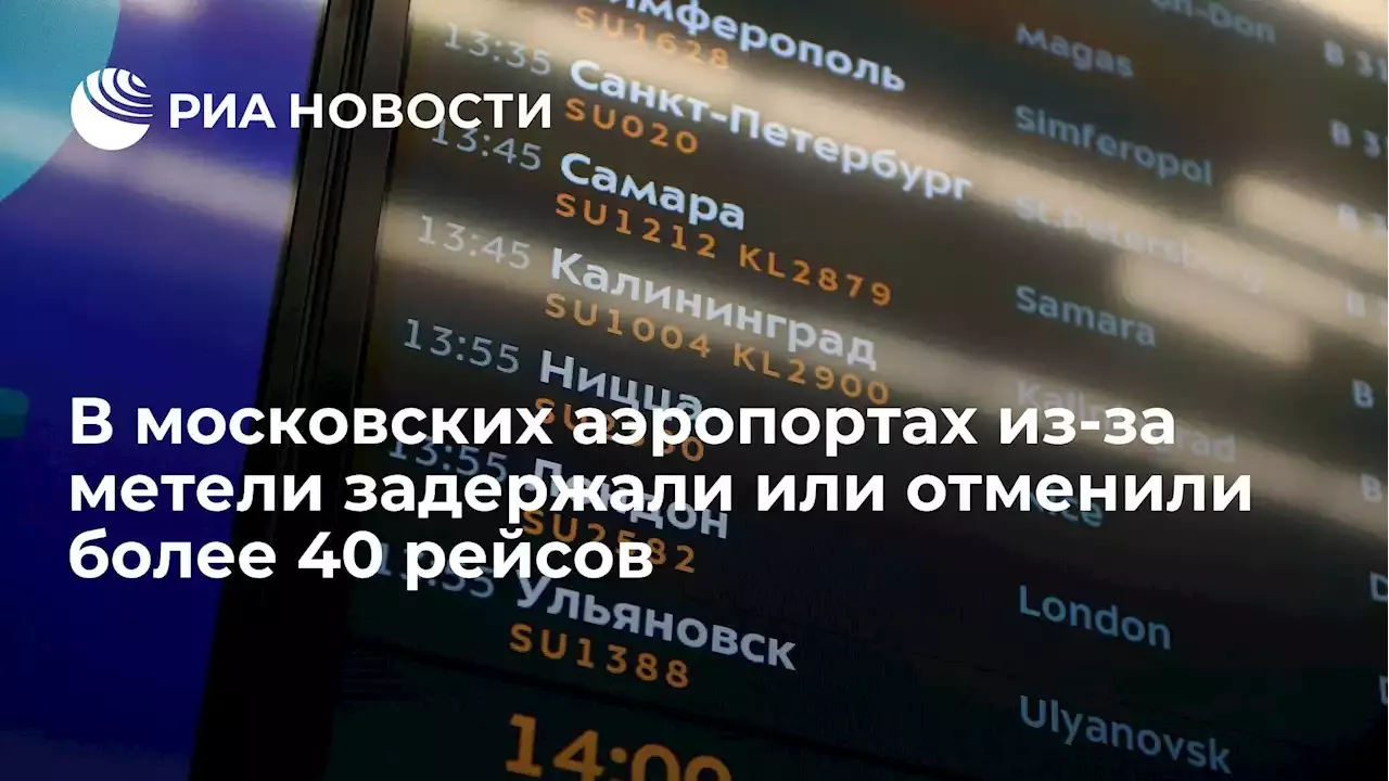 В московских аэропортах из-за метели задержали или отменили более 40 рейсов