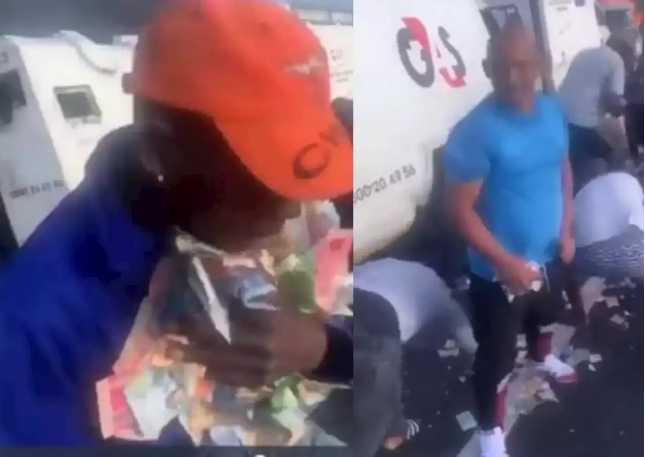 WATCH: South Africans grab cash from bombed CIT van in Cape Town