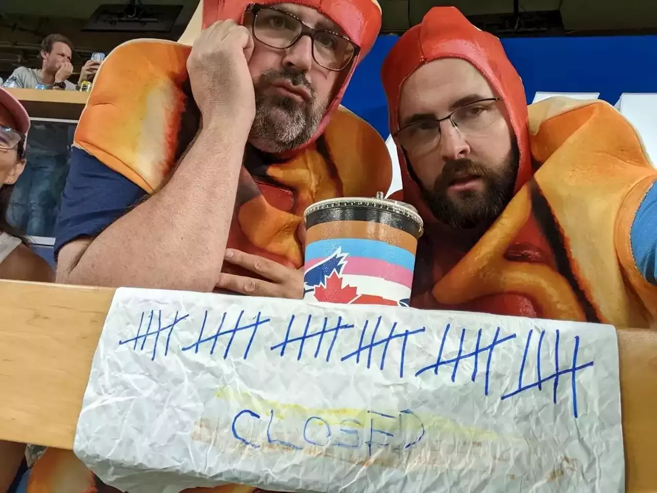 Two Blue Jays fans, 40 hot dogs, and a loonie dog doubleheader